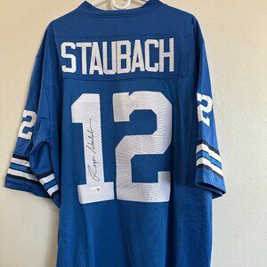 ROGER STAUBACH SIGNED DALLAS COWBOYS AUTOGRAPHED CUSTOM JERSEY W/COA - XL - 895